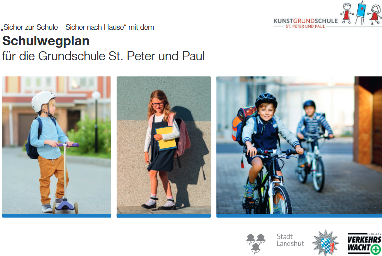 Kinder auf dem Schulweg mit Sicherheitseqipment