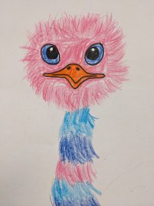 Niedlicher gezeichneter Vogel mit großem Kopf