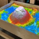 Interaktive Sandbox mit topografischer Projektion in Farbe