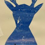 Silhouette eines Hirschs im Nachthimmel Kunstwerk