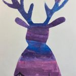 Abstrakter Hirsch mit lila und blauen Farben