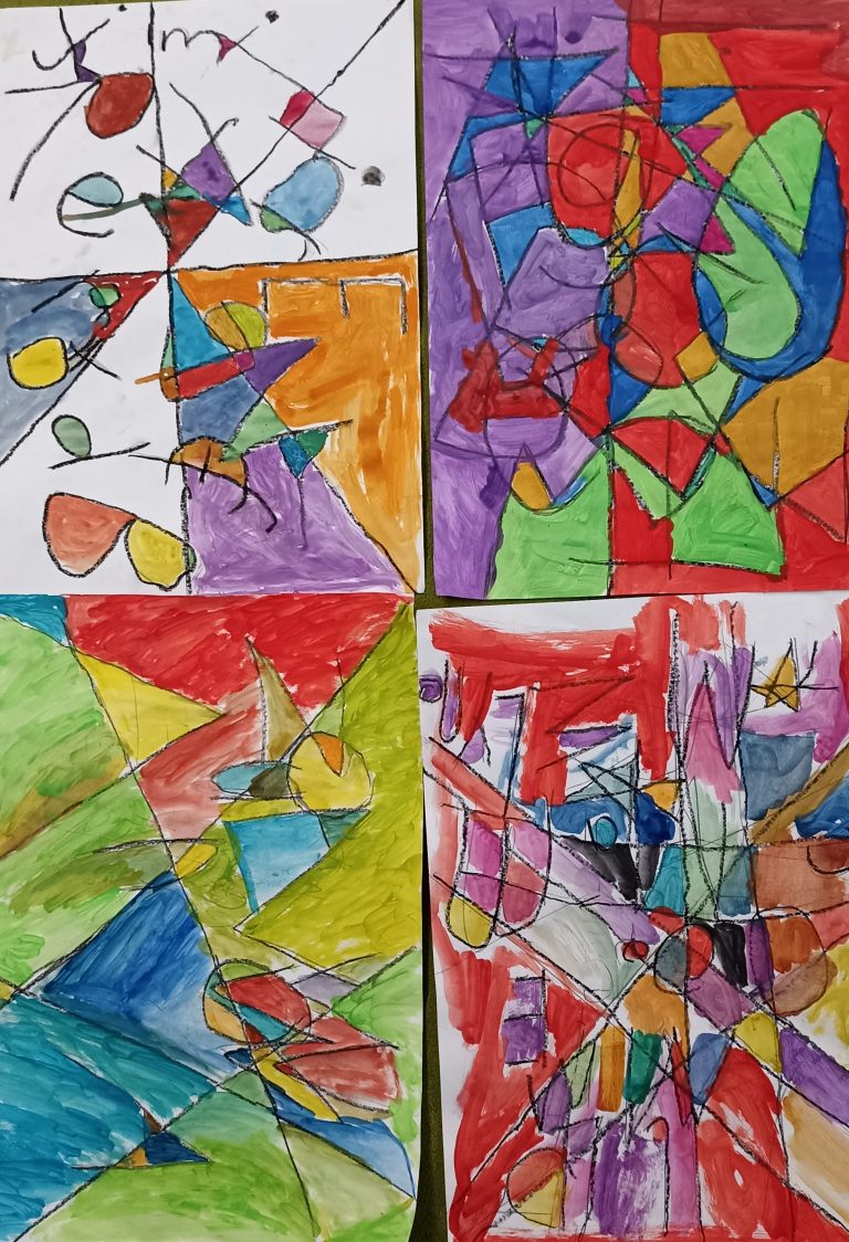 Bunte abstrakte Gemälde mit geometrischen Formen