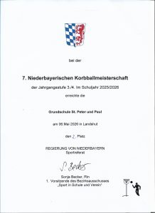 Urkunde Bezirksfinale