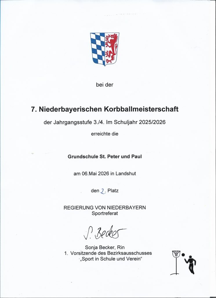 Urkunde Bezirksfinale